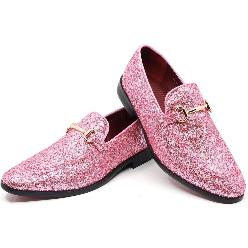 Pink… Men's Designer Classic Dress Tuxedo Loafers Slip On Shoes. Homecoming.